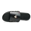 Summer Men's Flat Slippers Slide Sandals Outdoor Beach Open Toe Casual Soft Walking black Leather slippers