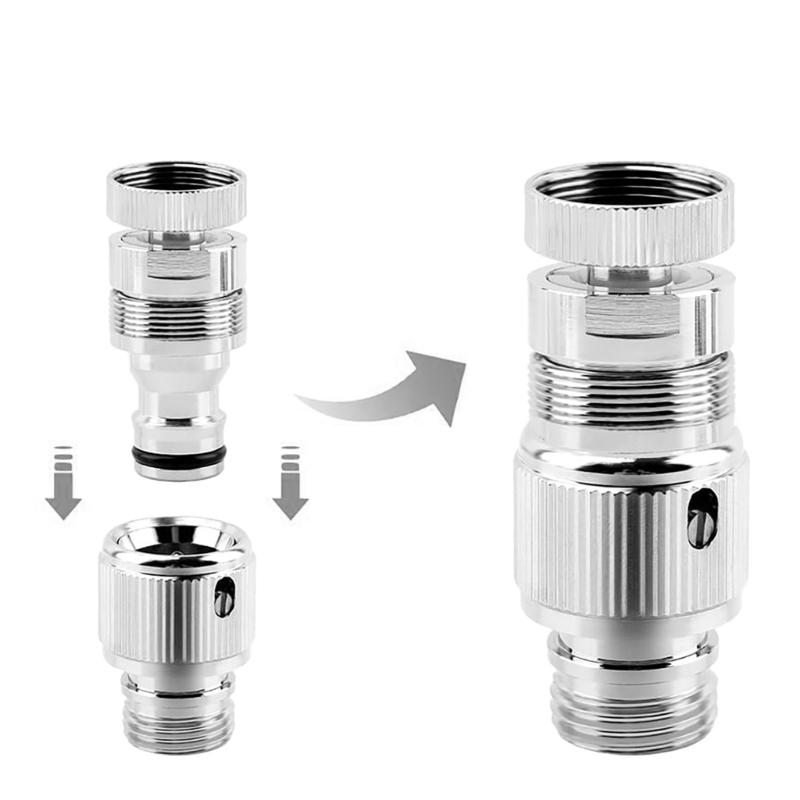 4Pcs Sink Faucet Adapter Set Quick Connector Dishwasher Washer Snap Coupling Adapter for Garden Hose and Shower Hose