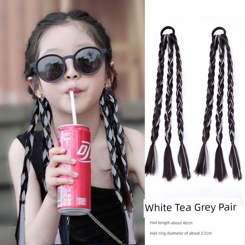 Kids Wig Braid Hair Ring Sweet Cool Boxing Braid Colorful Ropes Girl High Ponytail Twist Braid Rubber Band Headband Hair Accessories