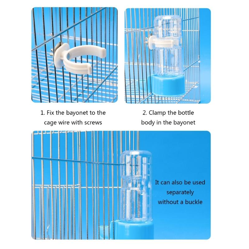 Water Bottle Drinker Clear Food Dispenser Container Set Mount In Cage