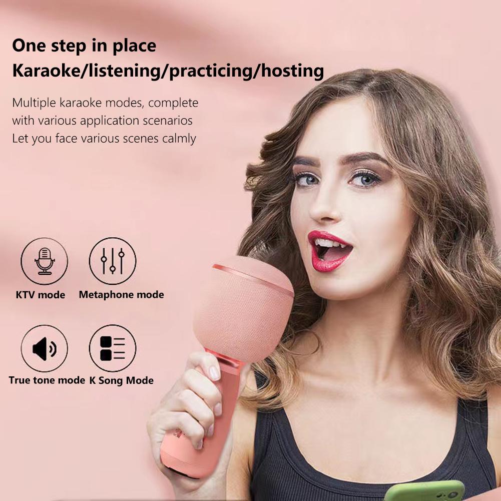 Kablosuz Karaoke Mikrofonu 6 Ses Efekti El Mikrofonu Type-C Şarj Edilebilir Bluetooth Uyumlu 5.0 Yetişkinler İçin