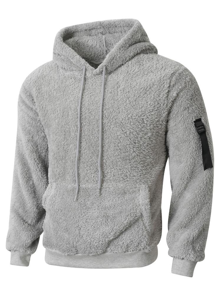 Pull à capuche rembourré en velours pelucheux pour homme Automne Hiver Veste pull pour homme Évacuation de l'humidité Coupe confortable Doux pour la peau Respirant Hauts