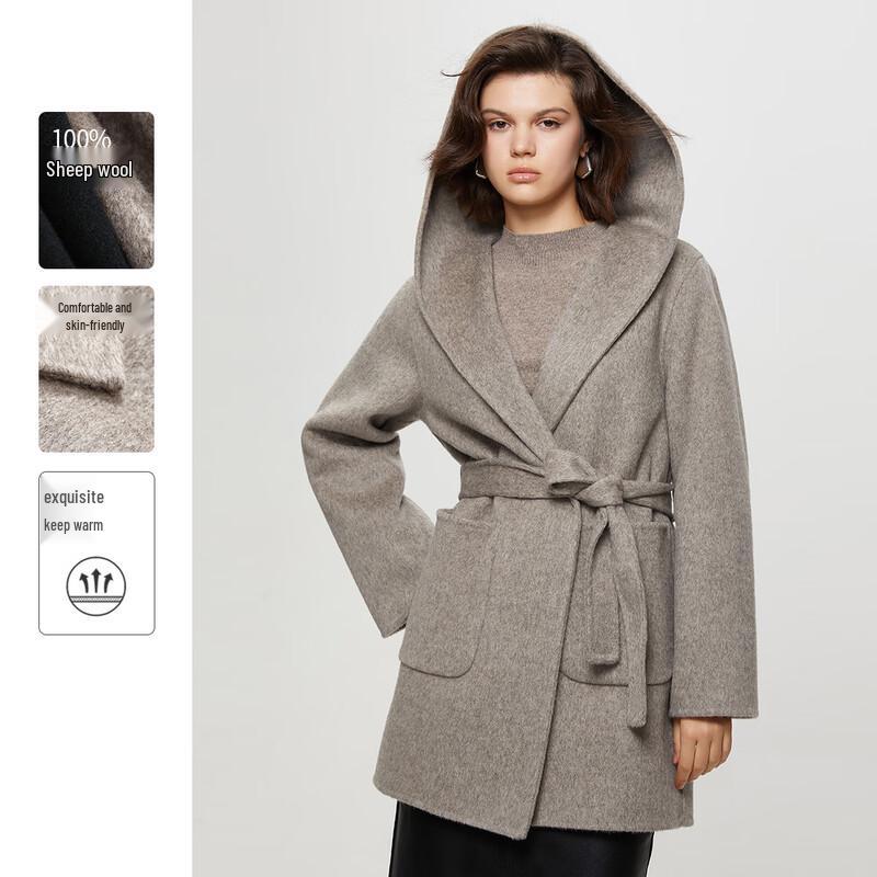 Tatu Autumn/Winter Wool Blend Hooded Short Coat