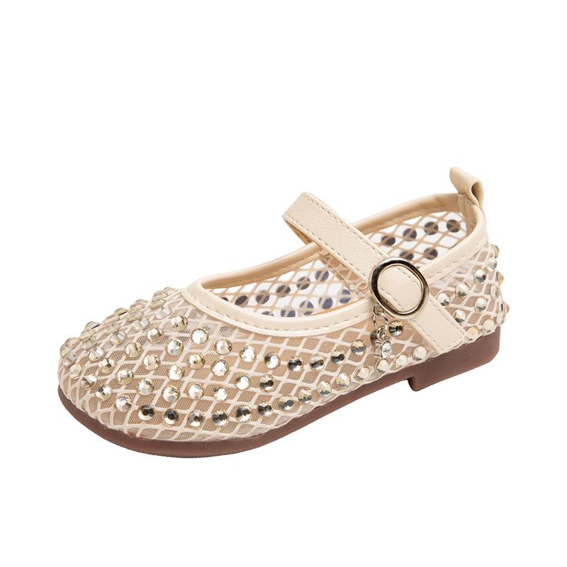 Girls Hollow Pearl Sandals Soft Sole Princess Shoes Spring Summer Comfort Flats size 26 золотой