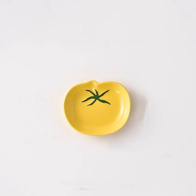 Ceramic Tomato Seasoning Dish 2025 New Household Creative Pigmented Craft Aesthetic Sauce Dish Cute Exquisite Snack Tableware