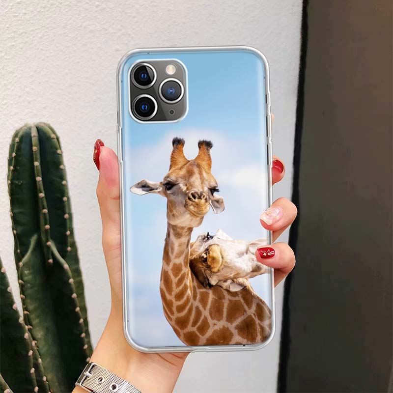 Cute Cartoon Giraffe Animal For iPhone 17 Air 16 15 14 Plus 13 Mini 12 11 Pro Max Phone Case 16E 7 Print 8 SE Fundas Cover Soft