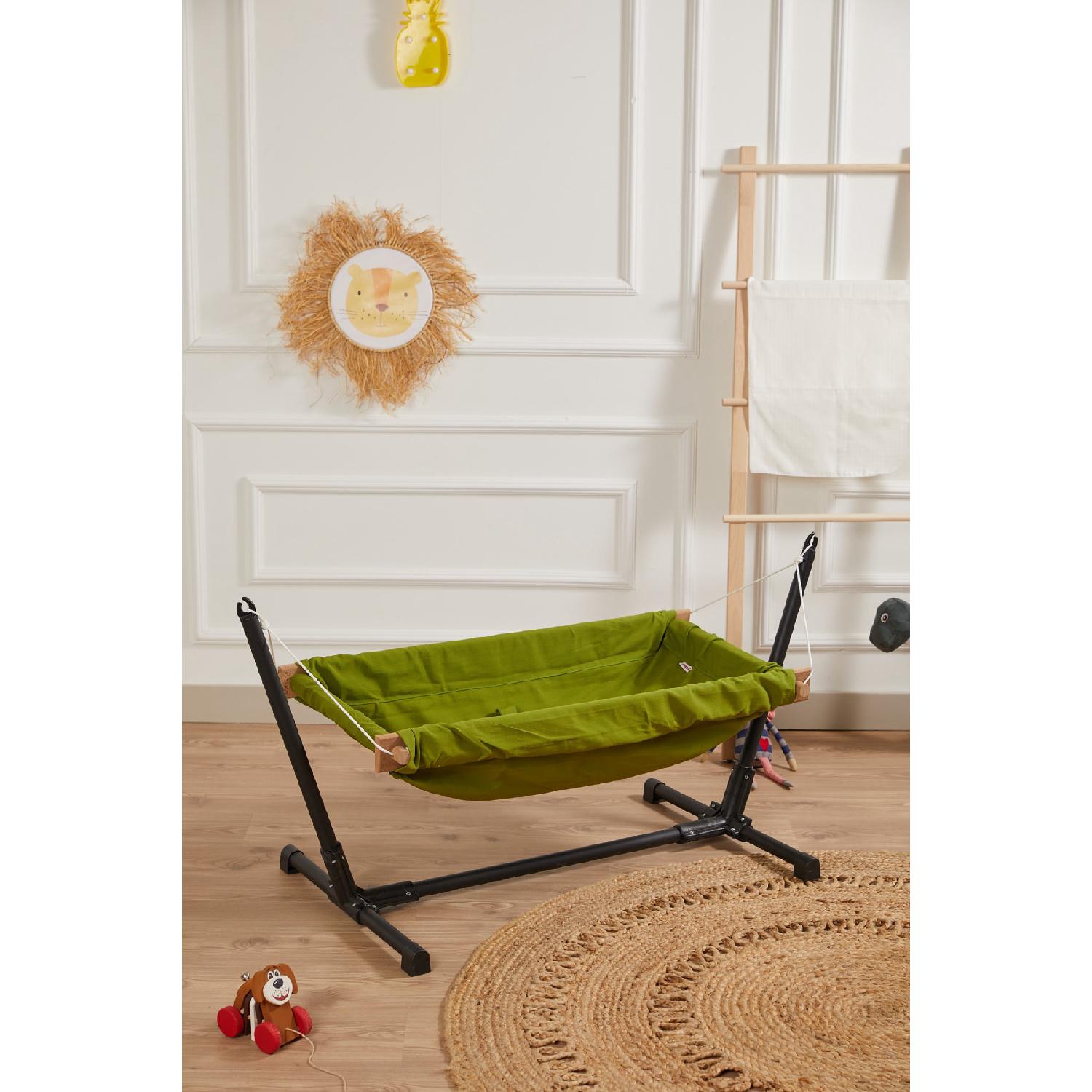 

Деревянная детская колыбель-гамак с подставкой (зеленый)