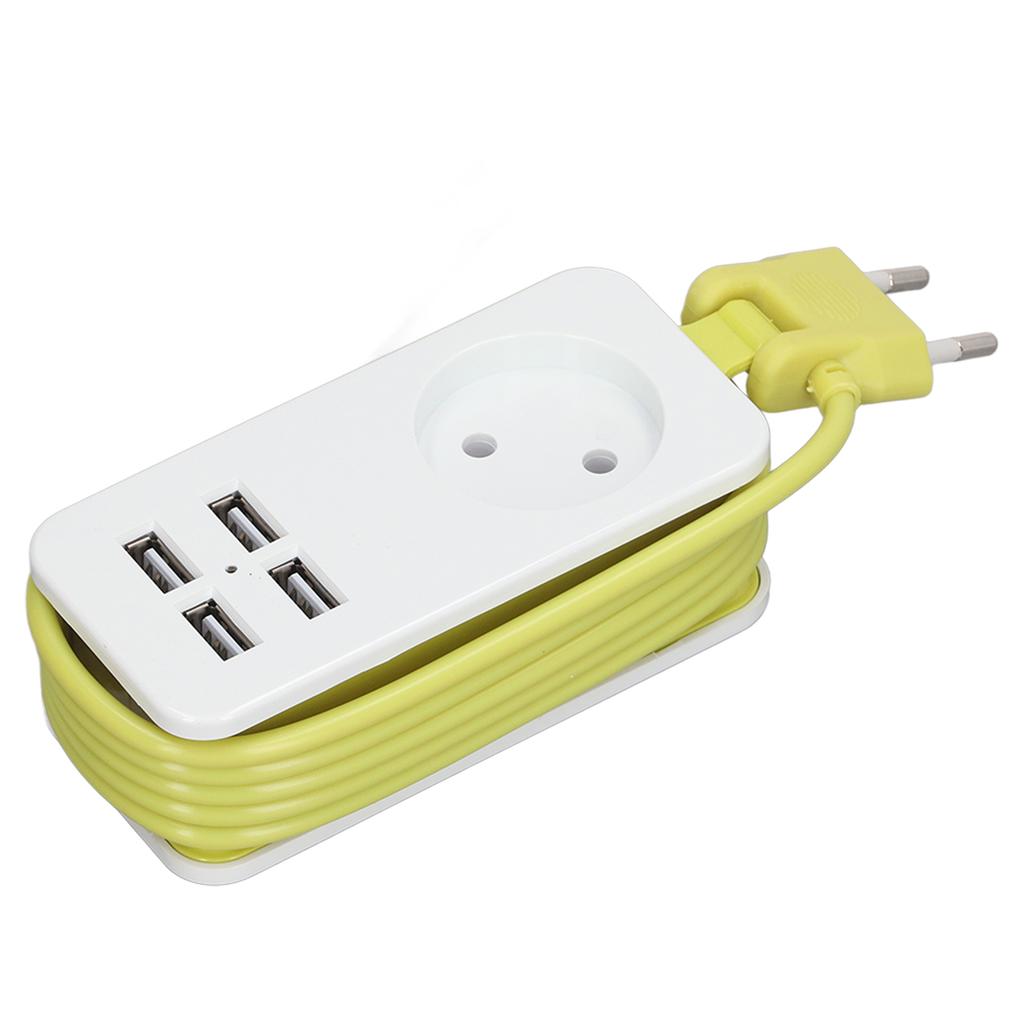 Steckdosenleiste 1200W 10A Feuerfest Adapter mit 4 USB-Anschlüssen für Smartphones Tablet