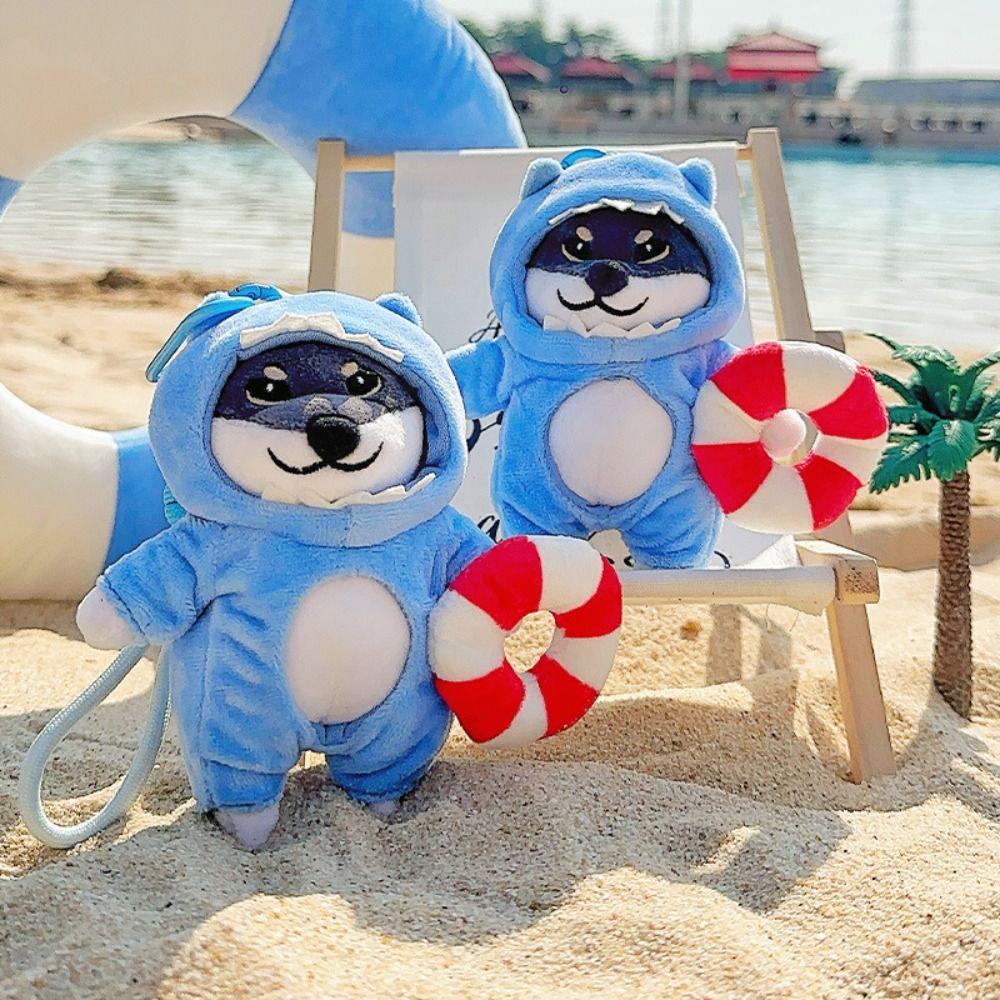 Soft Plush Dog Dolls Keychain PP Cotton Dressed Akita Dog Plush Doll  Birthday Parties