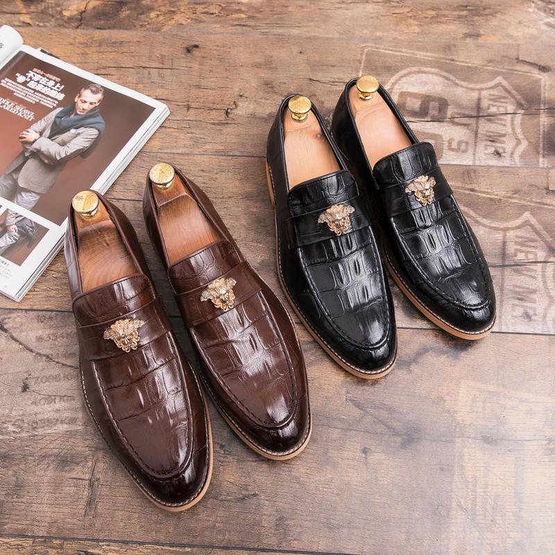 Men Shoes Formal Dress Shoe Sapato Social Masculino Leather Brown Elegant Luxury Suit Shoes Big Size Dropshipping Fashion