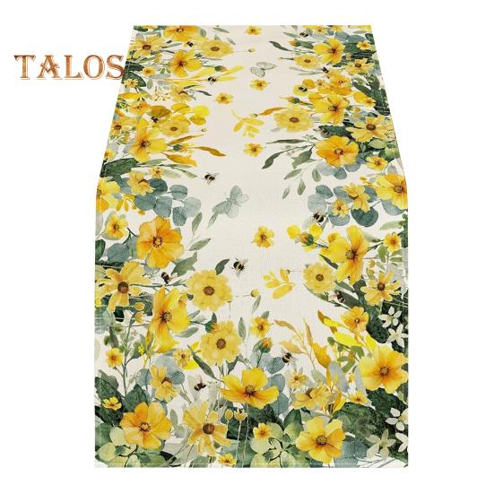 

Доріжка для столу Різдвяна машина з квітковим друком, яку можна прати Прикраса для домашньої вечірки Доріжка для столу захищає стіл від теплових подряпин Скатертина One Size F