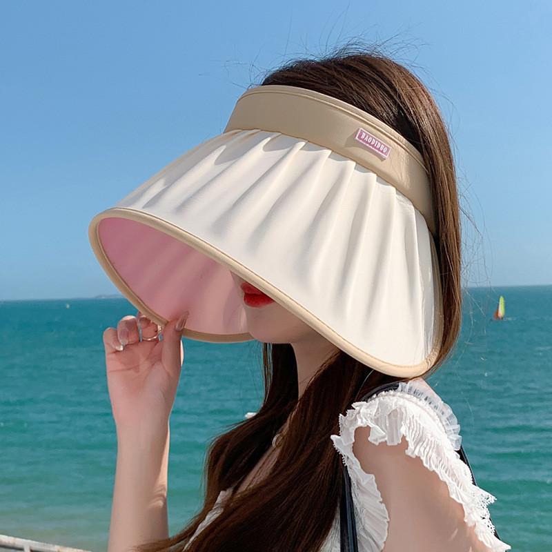 Summer Uv Protection Sun Hat With Wide Brim And Shell Shaped For Women In Breathable Ice Silk Fabric
