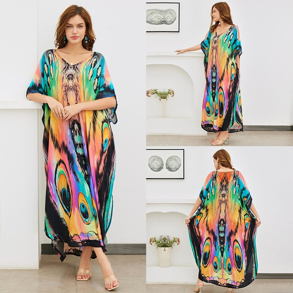 Loose-fitting Large-sized Long Robe, Beach Blouse, Vacation One-piece Long Dress, Sun-protective Blouse For Women
