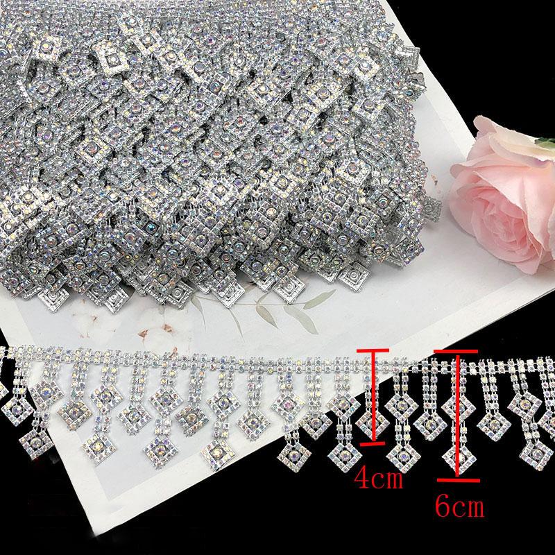 

4.5M Crystal Bead Pendant Fringe Lace Trim Edge Diy Ethnic Style Costume Upholstery Lace Ribbon Rhinestone DIY Sewing Accessory 4.5M