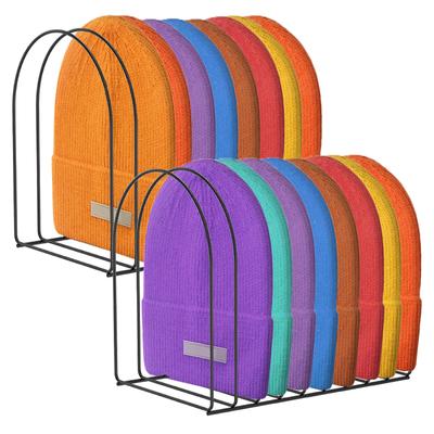 2Pcs Iron Wool Cap Organizer Multipurpose Storage Winter Beanie Display Rack for Counter Closet Entryway Tabletop