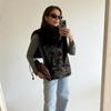 Fashion Faux Fur Sable Vest Crop Top Autumn Winter Turtleneck Eco Mink Fur Tank Tops Sleeveless Jacket Coat
