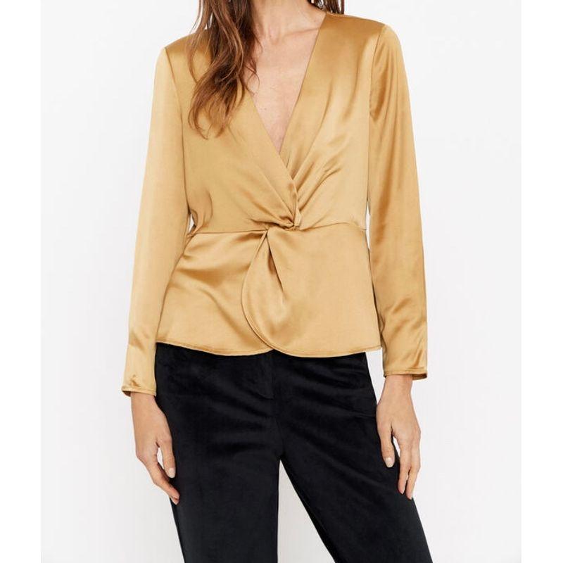 

Export Single Spring/Summer New Arrival Long Sleeves Twisted Smooth Fabric High Quality Long Sleeves All-Match Commute Gold Women s Clothing Tops Gold XL
