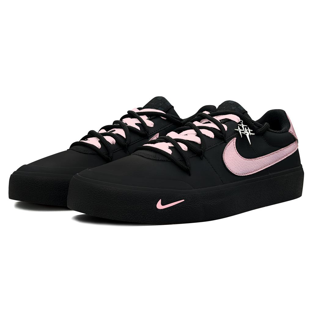 Nike Court Shot Skateboard Shoes Men's Low Top Black/Pink FQ8146-001(Team79-S-BOX)