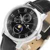 Salvatore Marra Moon Phase 5 ATM Water Leather Limited Men's Multi-Calendar Watch, Resistant, Strap, Edition, Silver/Black, SM21106-SSBK