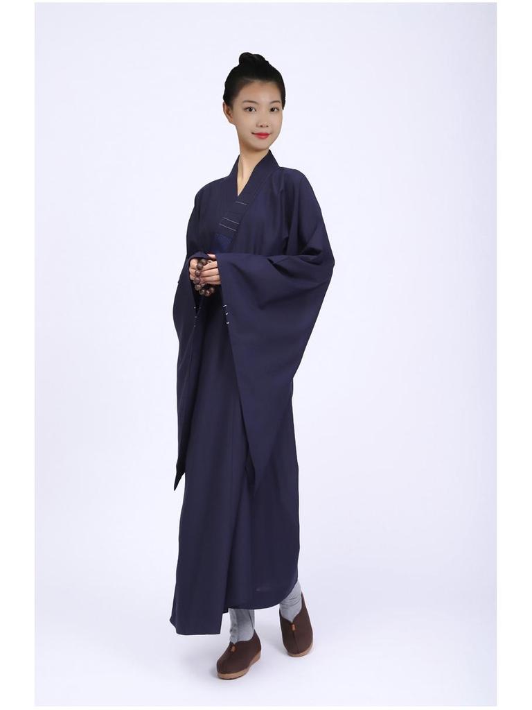 Haiqing Zen Monk Robe - Unisex, Linen, Coffee Color, All-Seasons Meditation Coat