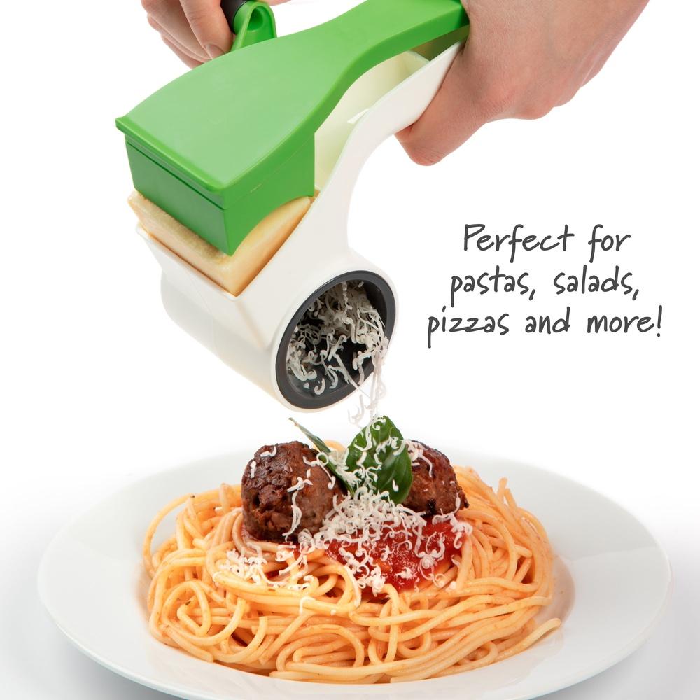 Hand Held Rotary Grater Cheese Nut Chocolate Shredder Kitchen Tool Ergonomic Handle Dishwasher Safe Easy Clean Grating Pasta