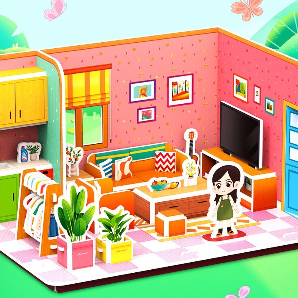 Handmade Handmade Puzzle DIY Room Paper Paper Puzzle Toys Cartoon 3D Puzzle  Kindergarten Gift