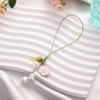 Sweet Cute Tulip Flower Lanyard Mobile Phone Case Keychain Car Key Chains Women Handbag Valley Lily Cherry Blossom Hang Pendant