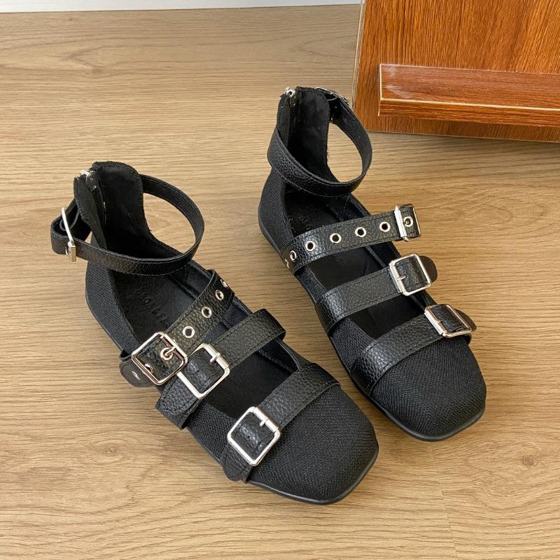 Women Square Toe Flats Shoes Luxury Loafers Brand Party Sandals Designer 2025 Summer New Marie Janes Shoes Casual Sport Sneakers