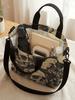 Vintage Used Totasche mit Totenkopf-Print Abnehmbarer Riemen Crossbody Handtasche Für Damen Tägliches Einkaufen