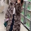 Women's Long Faux Fox Fur Coat - Versatile, Loose, Over-the-Knee, Warm Winter Style