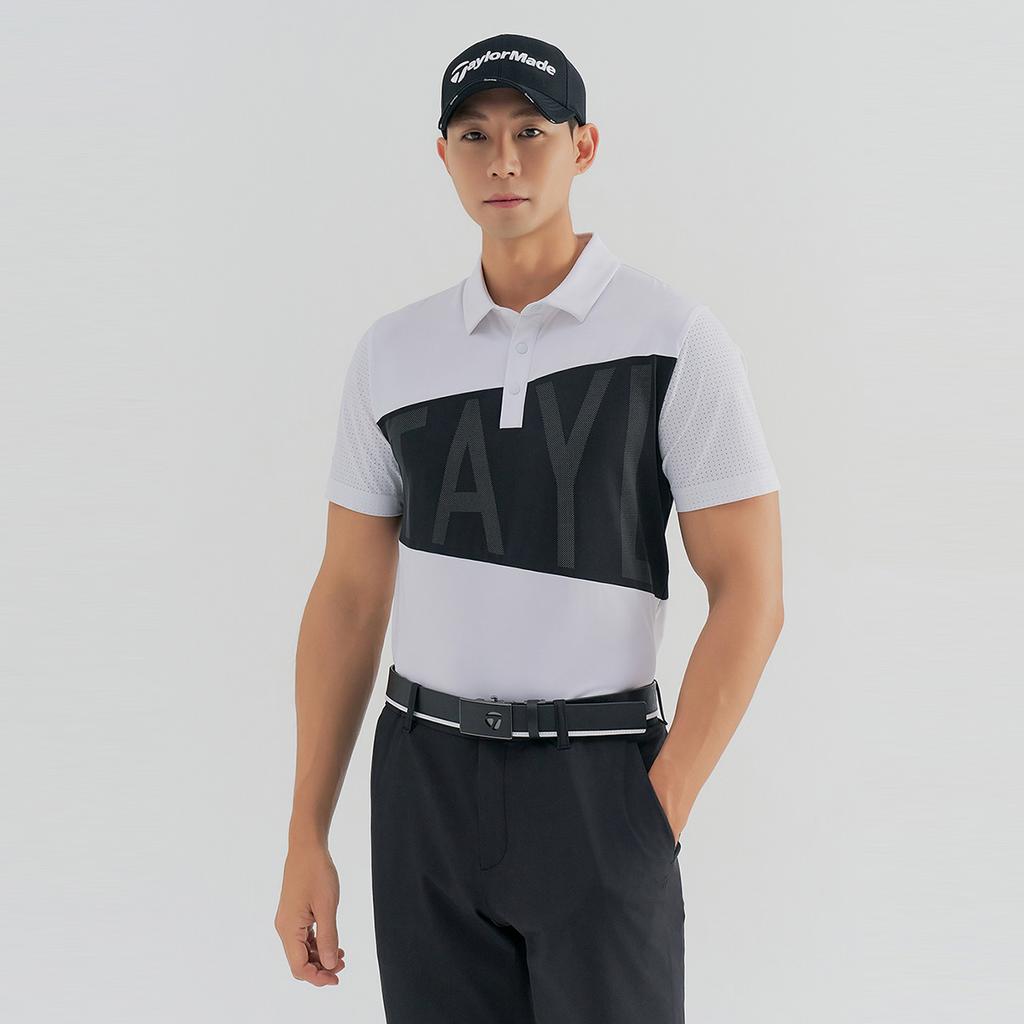 TAYLORMADE APPAREL Men'S Big Lettering Block Perforated Collar Short Sleeve T-Shirt T8031Tn2243-100
