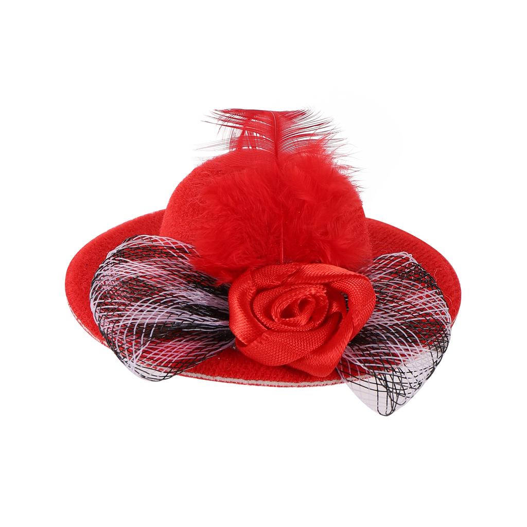 Chicken Hats For Hen Small Funny Chicken Accessories Feather Top Hat Rooster Duck Parrot Hamster Poultry Stylish Show Costum 1Pc