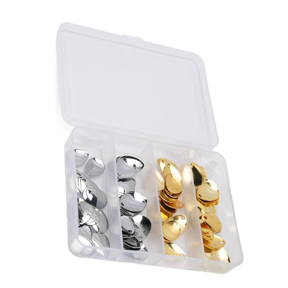 80PCS Gold and Silver Fishing Spoon Rigs with Box Fishing Spinner Blades Fishing Lure Accessories