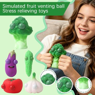 Simulation Vegetable Stress Relief Ball Squeeze Toy for Anxiety Reduction and Hand Exercise Suitable for Office Home School Use