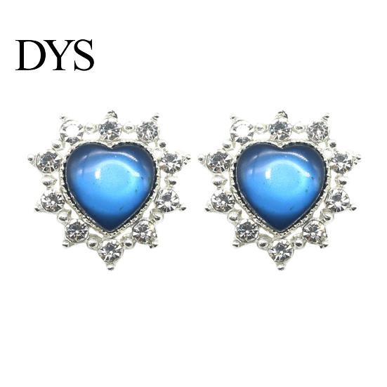 Sparkling Rhinestone Flatbacks 2Pcs Cat Eye Heart Faux Gems, Alloy Brooch Buttons, 23mm Jewelry Making Accessories Flatback Gemstone Hearts