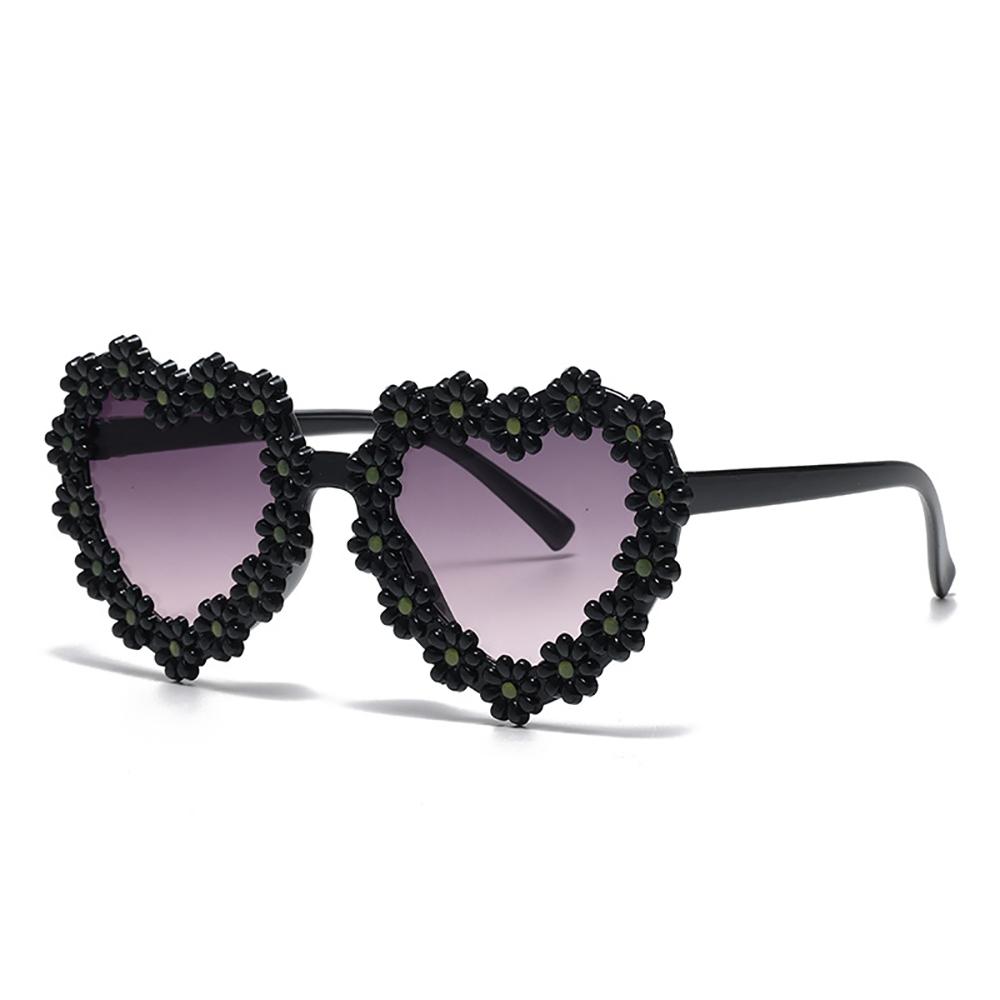 

Heart-shaped Flower Sun Glasses For Kids Cute Daisy Sunglasses Children Outdoor Sun Protection Shades Fashion Funny Eyewear чорний