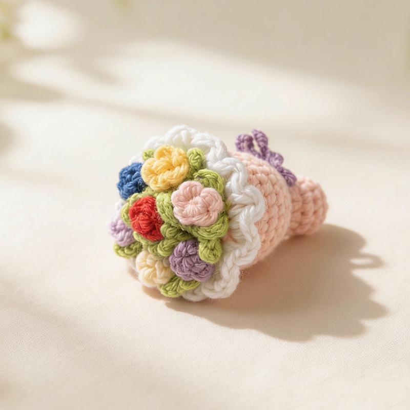 Handmade Crochet Rose Keychain Ornament - Valentine's Day Gift