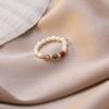 Elegant Fresh Water Pearl Rings for Women Kpop Simple Crystal Elastic Beaded Ring For Summer Beach Party Jewelry Gift
