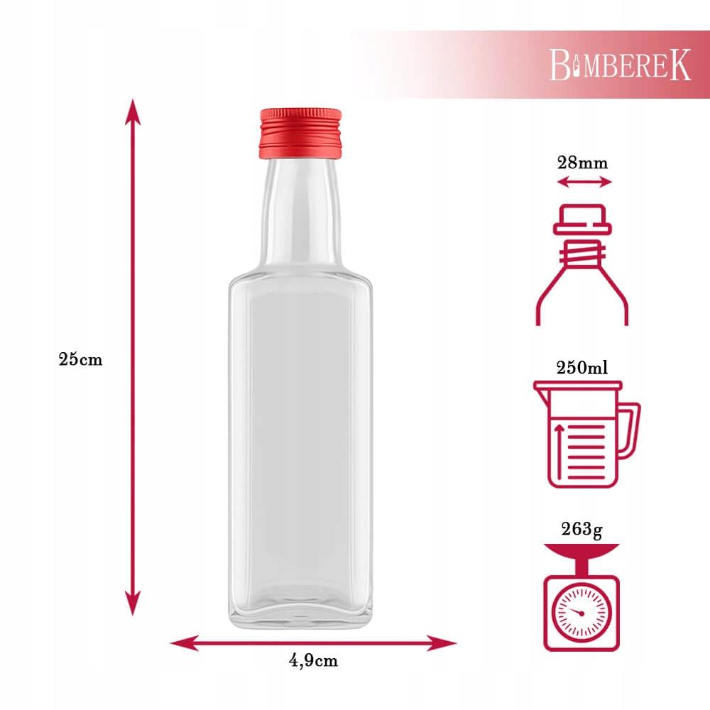 5x WHISKY Glass Bottle Container 250ml for Whiskey Liqueur and Tinctures Gift