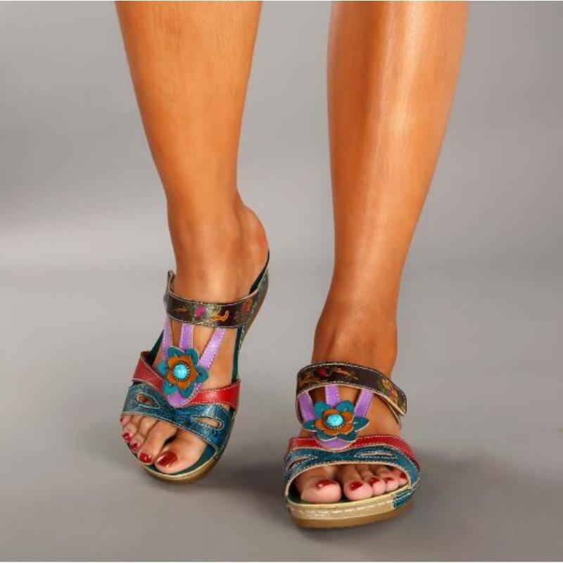 20 New Women's Shoes Sandals Large Size Slippers Flower Sandals