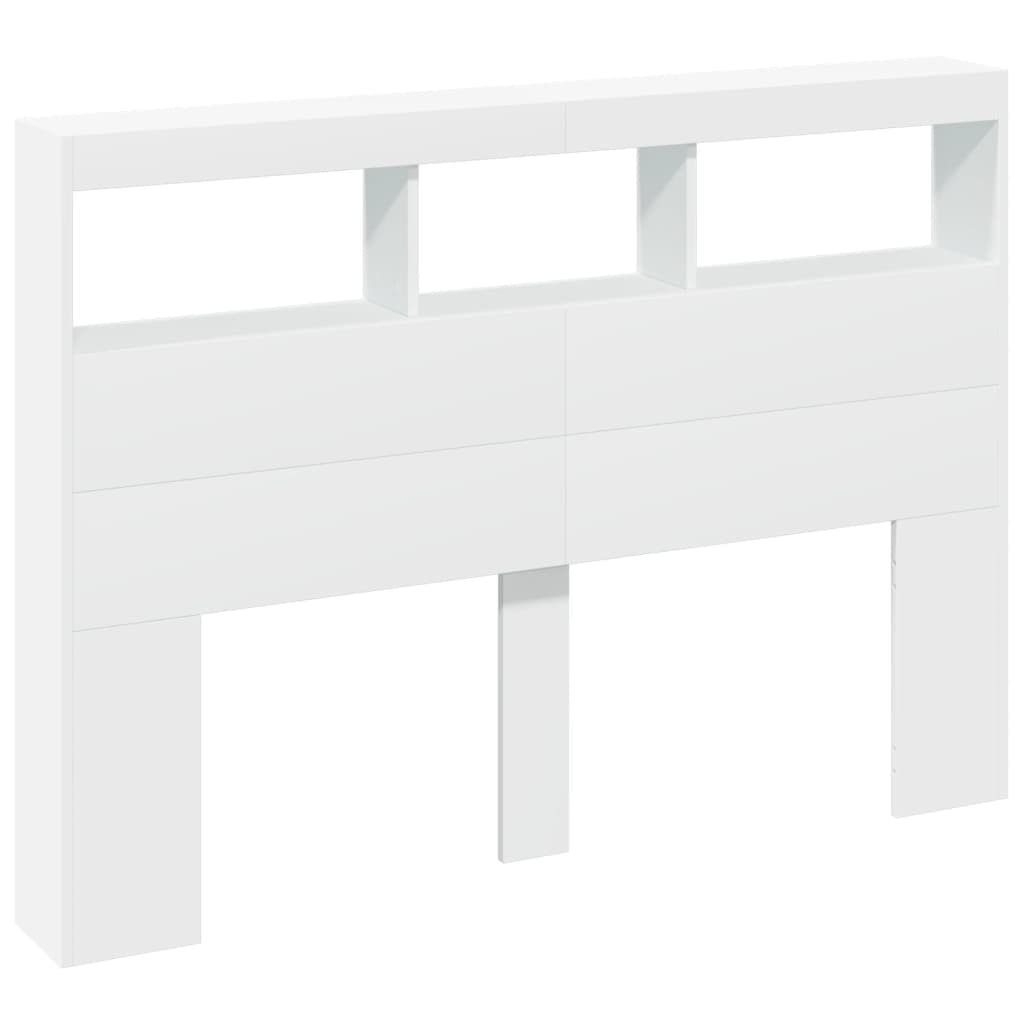 LED Headboard with Shelves White 140x17x102 cm