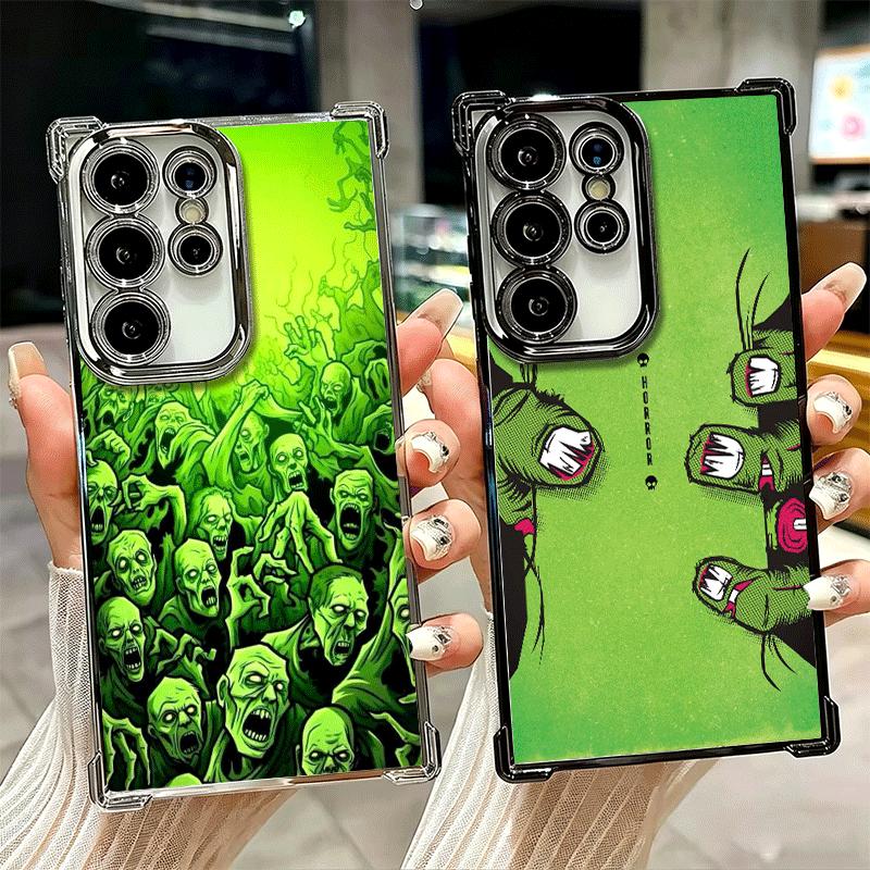 Horror Zombie Skeleton Green Soft Phone Case For Samsung Galaxy S26 Ultra S25 Edge S24 FE S23 Plus S22 S21 + S20 Plating Anti-Fa