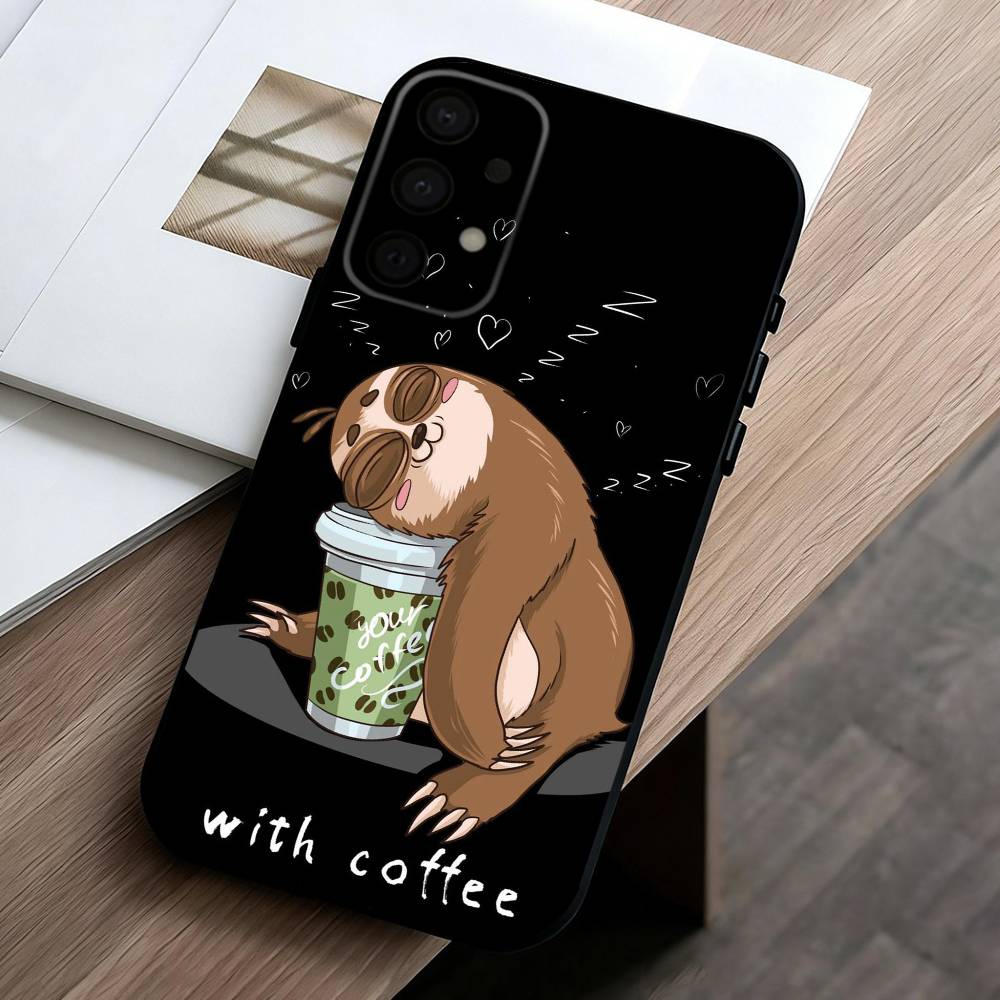 Animal Cute C-Cartoon S-Sloth  Phone Case For Samsung Galaxy A73,A72,A71,A70,A53,A52,A51,Soft Silicone Black Cover