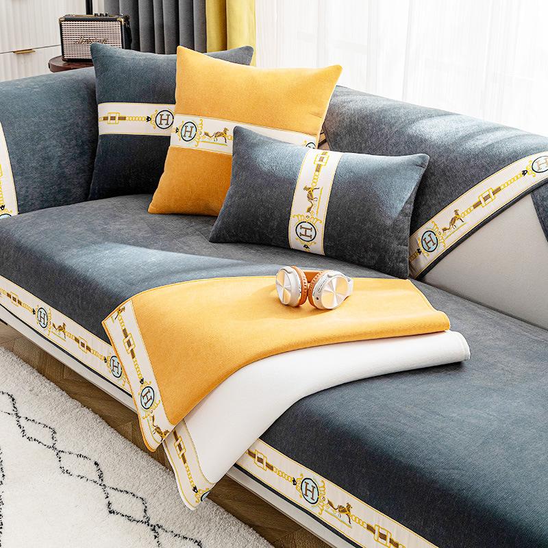 Leichter Luxus-Stil, neuer Sofakissenbezug aus Chenille-Leder, für alle Jahreszeiten, universell, rutschfest, schlicht, modern, für den Sommer