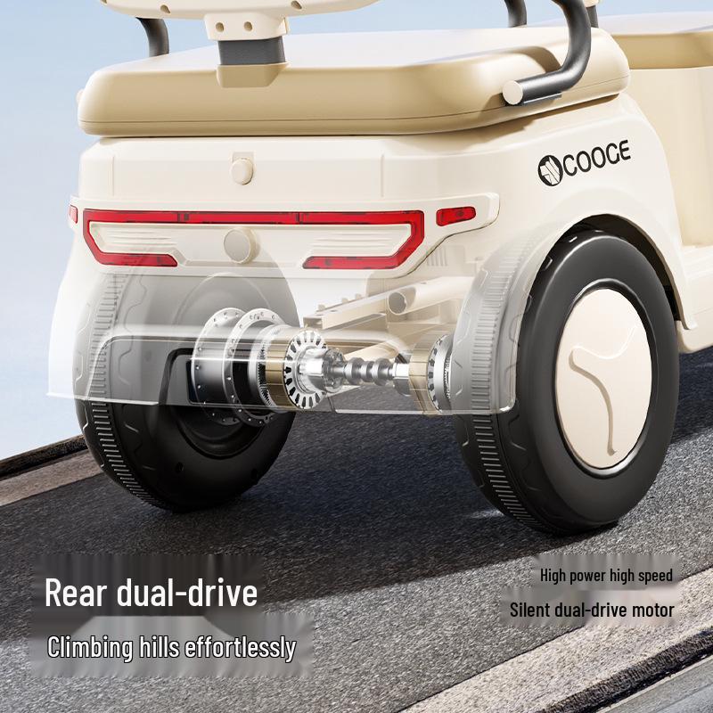 Children's Electric Two-Seater Motorcycle: Rechargeable Three-Wheeler Toy for Boys and Girls