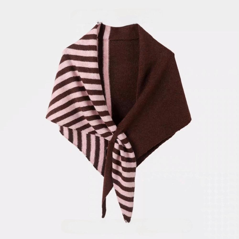 Knitted Triangular Scarf Warm Wool Scarf Retro Shawl Wrap Winter коричневый/красный