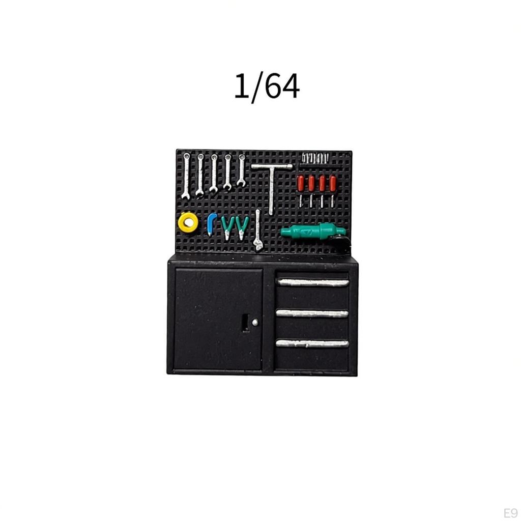 1/64 Scale Garage Tool Rack Simulation Cabinet Repair Tools for Workshop Shop