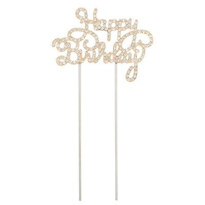 European-American Fashion Rhinestone 'Happy Birthday' Cake Topper