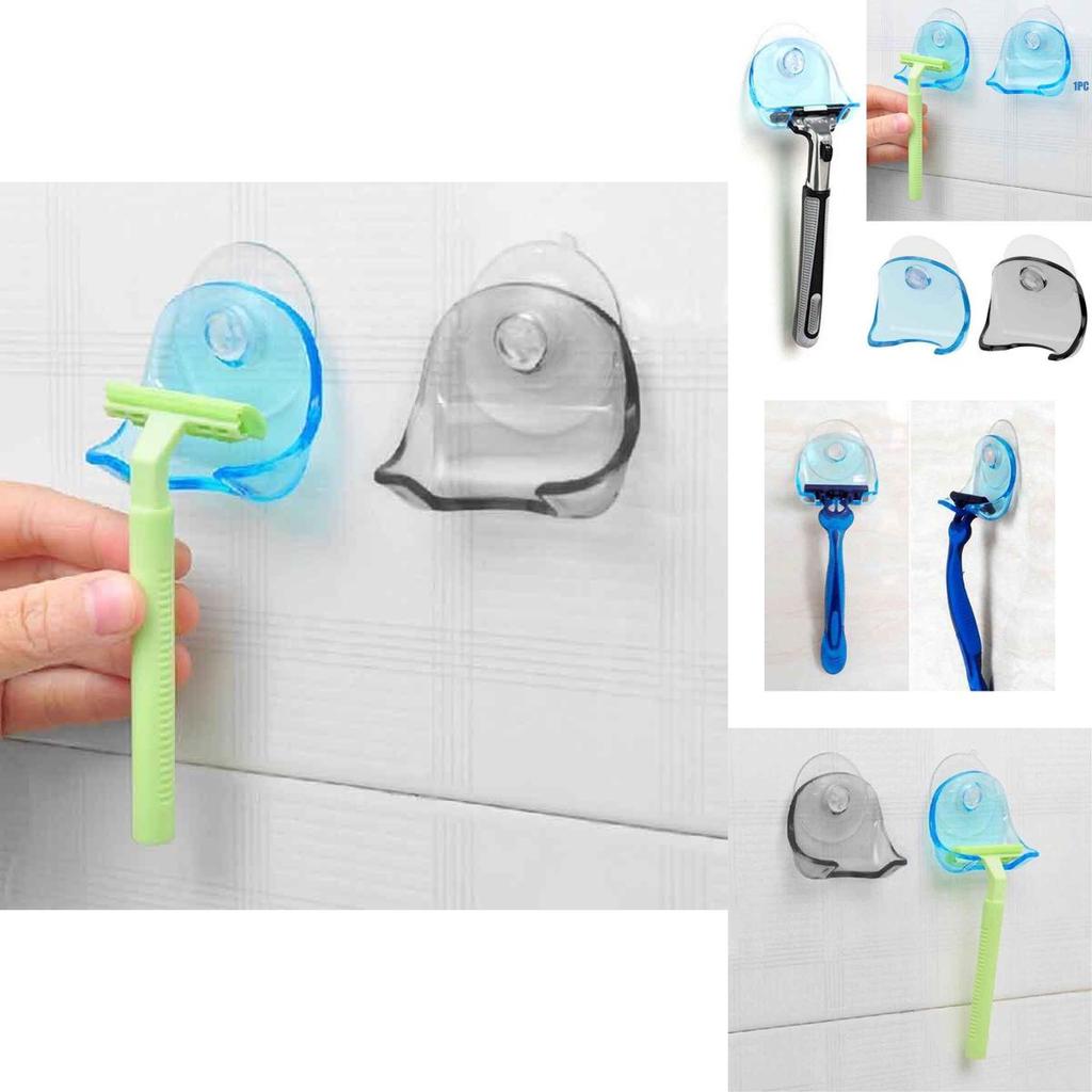 Modern Plastic Super Suction Cup Razor Organizer Holder For Bathroom Wall Storage