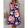 A Sleeveless A-Line Dress with a Floral Pattern, Perfect for Women'S Summer Casual Beach Vacations.